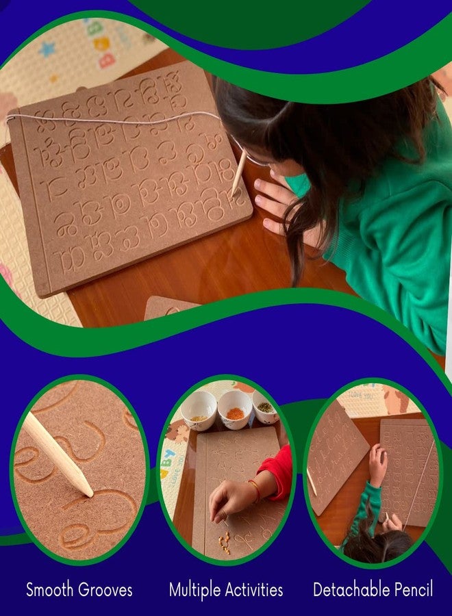 CRYA لوحة تعليمية خشبية من CRYA لتعليم الكتابة اليدوية والعد والتعلم على طريقة مونتيسوري | مجموعة قابلة للعكس من لغزين (اللغة الكنادية، واللغة الإنجليزية المتصلة، والأرقام) - Image 2